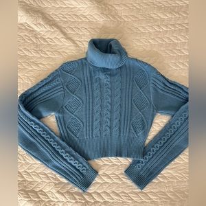 Blue cropped turtleneck sweater from Pacsun Kendall and Kylie Collection